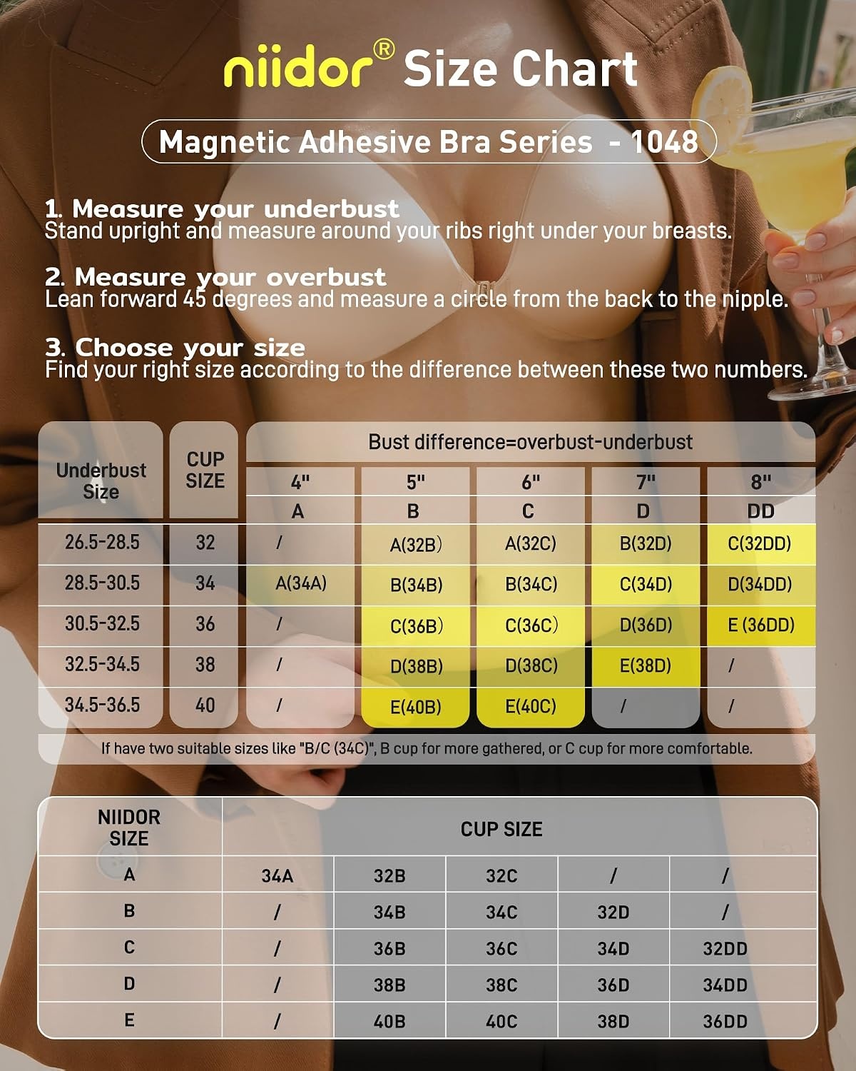 image:imageNiidor Magnetic Adhesive Bra Strapless Sticky Invisible Push up Bra for Backless Dress with Gift Storage BoxSkin