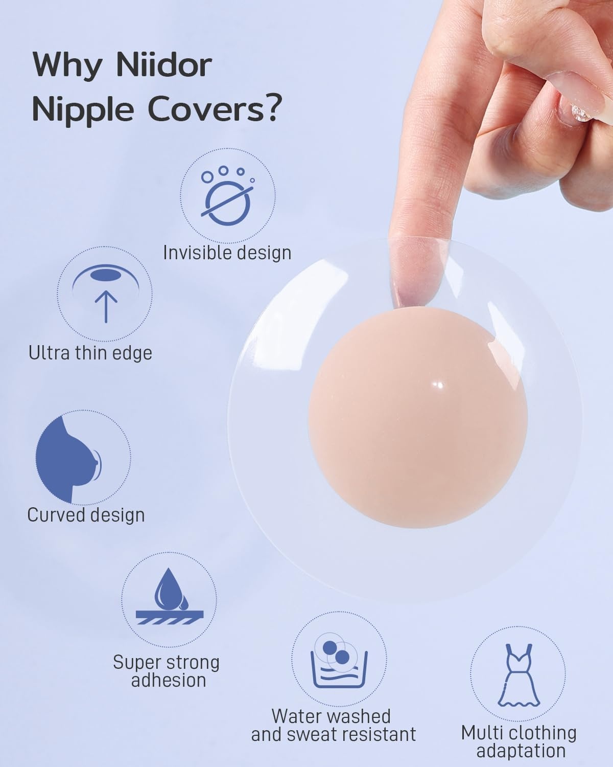image:imageNiidor Transparent Nipple Covers For Women Seamless Silicone Pasties Nipple Covers Reusable 2025 Upgraded Breast Petals Transparentcaramel Small