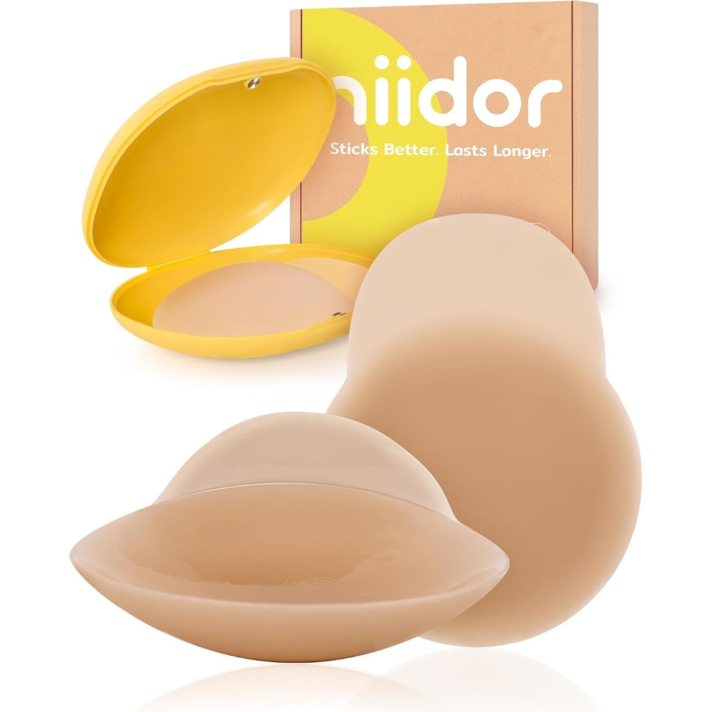 image:imageNiidor Nipple Covers for Women Lift Reusable Silicone Pasties Breast Petals Seamless for Maternity Swimwear CoverUpsAlmond