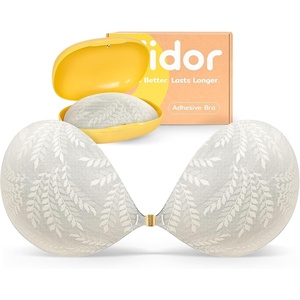 Niidor Magnetic Adhesive Bra Strapless Sticky Invisible Push up Bra for Backless Dress with Gift Storage Box(Nude)