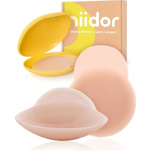 Niidor Nipple Covers for Women Lift Reusable Silicone Pasties Breast Petals Seamless for Maternity Swimwear Cover-Ups(Camel)