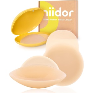 Niidor Nipple Covers for Women Lift Reusable Silicone Pasties Breast Petals Seamless for Maternity Swimwear Cover-Ups(Creme)